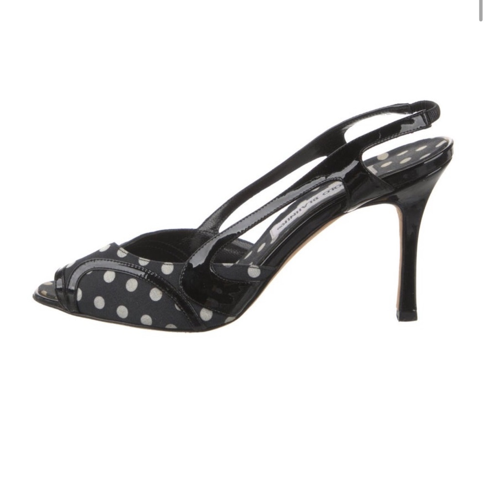 Manolo Blahnik Polka Dot Slingback Heels 41